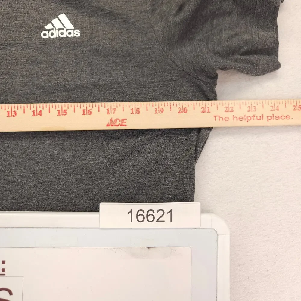 Adidas Crew Neck Short Sleeve Graphic T Shirt Mens Size Medium M Gray White